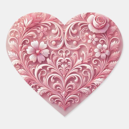 Pinks Heart Herz-Aufkleber (Vorderseite)