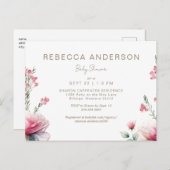 Pinks in der Blümchen-Babydusche Einladungspostkarte (Vorne/Hinten)