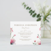 Pinks in der Blümchen-Babydusche Einladungspostkarte (Stehend Vorderseite)