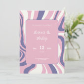 Pinks, lila und beige Linien, abstrakt Hochzeit Einladung (Stehend Vorderseite)