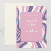 Pinks, lila und beige Linien, abstrakt Hochzeit Einladung (Vorne/Hinten)