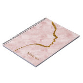 Pinks Marmor und Gold Glitzer-Facebook-Notebook Notizblock (Linke Seite)