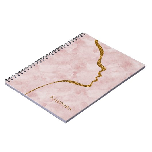 Pinks Marmor und Gold Glitzer-Facebook-Notebook Notizblock (Linke Seite)