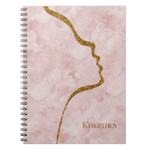 Pinks Marmor und Gold Glitzer-Facebook-Notebook Notizblock