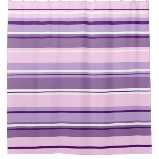 Pinks mit gemischten Streifen, weiß Duschvorhang (Vorderseite)
