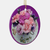 Pinks Nelken im Teacup Keramik Ornament (Rechts)