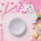 Pinks, Pastellblau, weiß, Streifen Pappteller (Party)