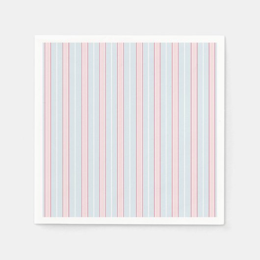 Pinks, Pastellblau, weiß, Streifen Serviette (Vorderseite)