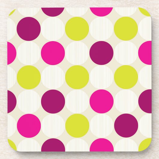 Pinks und gelbe Punkte Getränkeuntersetzer (Vorderseite)