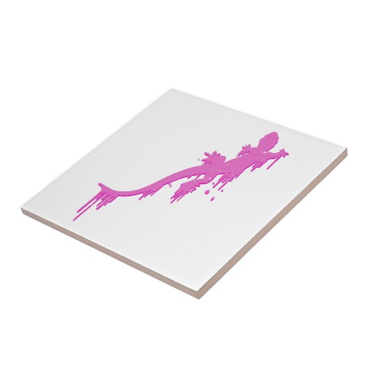 Pinksalamander mit farbenfrohen Tropfen Fliese (Seite)