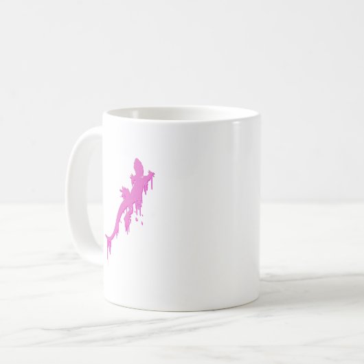 Pinksalamander mit farbenfrohen Tropfen Kaffeetasse (Vorderseite Links)