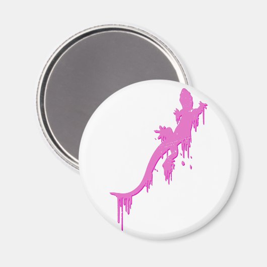Pinksalamander mit farbenfrohen Tropfen Magnet (Vorderseite/Rückseite)