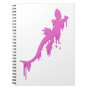 Pinksalamander mit farbenfrohen Tropfen Notizblock