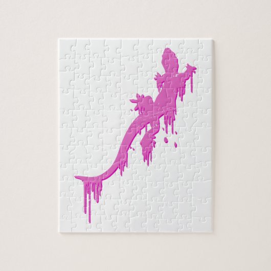 Pinksalamander mit farbenfrohen Tropfen Puzzle (Vertikal)