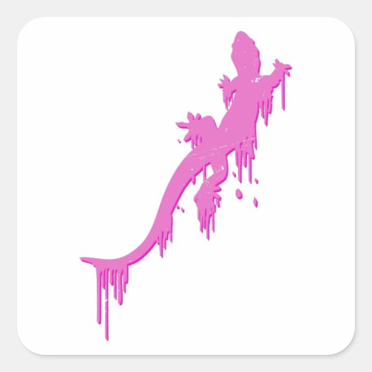 Pinksalamander mit farbenfrohen Tropfen Quadratischer Aufkleber (Vorderseite)
