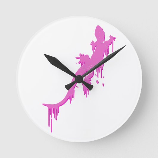 Pinksalamander mit farbenfrohen Tropfen Runde Wanduhr (Vorderseite)