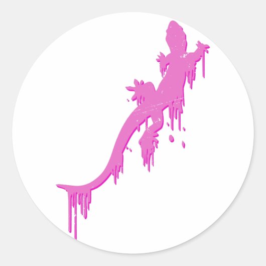 Pinksalamander mit farbenfrohen Tropfen Runder Aufkleber (Vorderseite)
