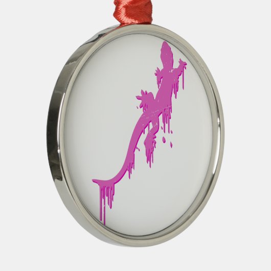 Pinksalamander mit farbenfrohen Tropfen Silbernes Ornament (Rechts)