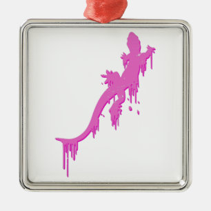 Pinksalamander mit farbenfrohen Tropfen Silbernes Ornament