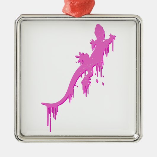 Pinksalamander mit farbenfrohen Tropfen Silbernes Ornament (Vorne)