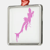 Pinksalamander mit farbenfrohen Tropfen Silbernes Ornament (Links)