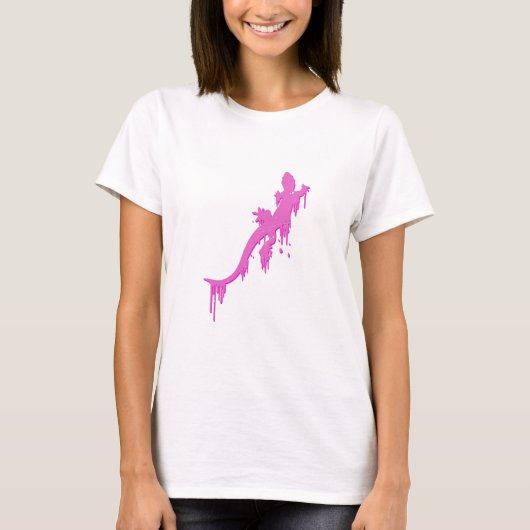 Pinksalamander mit farbenfrohen Tropfen T-Shirt (Vorderseite)