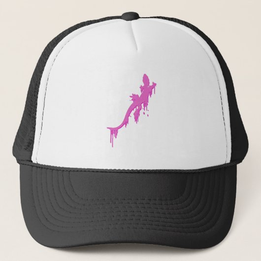 Pinksalamander mit farbenfrohen Tropfen Truckerkappe (Vorderseite)
