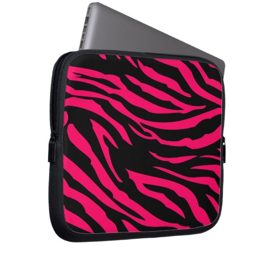 Pinkschwarzer Zebra-Druck-tierischer schützender Laptopschutzhülle (Vorne Rechts)