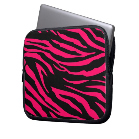 Pinkschwarzer Zebra-Druck-tierischer schützender Laptopschutzhülle (Vorderseite Links)