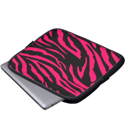 Pinkschwarzer Zebra-Druck-tierischer schützender Laptopschutzhülle (Vorne Knopf)