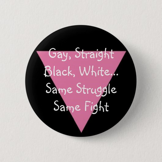 PinkTriangle, Homosexuelles, gerades Schwarzes, Button (Vorderseite)