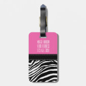 Pinku. Schwarzeszebra-Druck-Monogramm girly2 Gepäckanhänger (Rückseite vertikal)