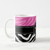 Pinku. Schwarzeszebra-Druck-Monogramm girly Kaffeetasse (Links)