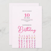 pinky candles girl birthday invitation einladung (Vorne/Hinten)