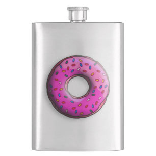 Pinky Donut mit bunten Sprinklen + Ihre Ideen Flachmann