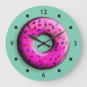 Pinky Donut mit bunten Sprinklen + Ihre Ideen Große Wanduhr