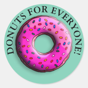 Pinky Donut mit bunten Sprinklen + Ihre Ideen Runder Aufkleber