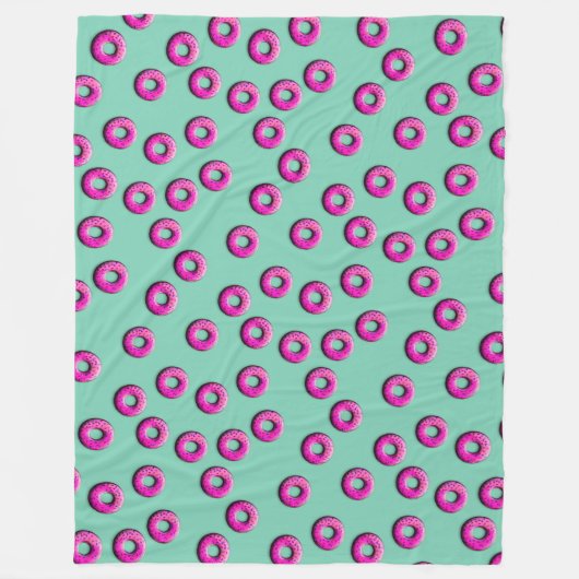 Pinky Donuts nahtloses Muster + Ihre Ideen Fleecedecke (Vorderseite)