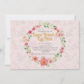 Pinky Foral Oaster Brunch Ei Hunt Einladung (Vorderseite)