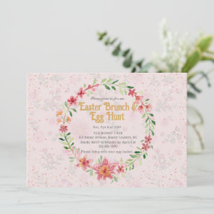 Pinky Foral Oaster Brunch Ei Hunt Einladung