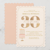Pinky Gold 30. Geburtstagskuchen-Party Einladung (Vorne/Hinten)