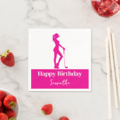 Pinky Golf Girl Birthday Monogram Serviette (Beispiel)