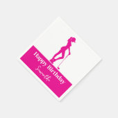 Pinky Golf Girl Birthday Monogram Serviette (Ecke)