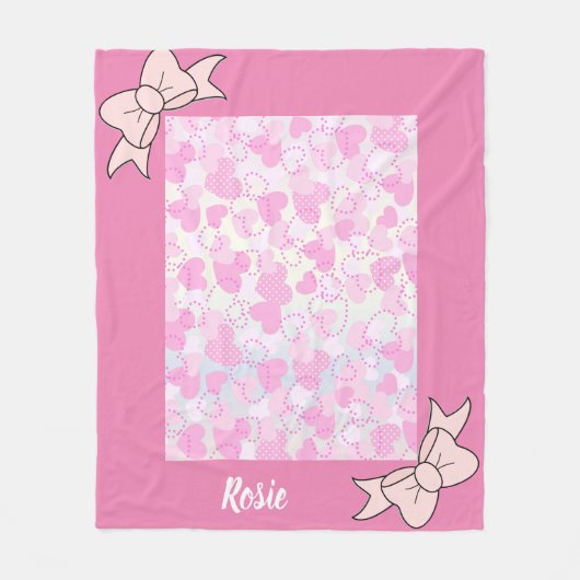 Pinky Hearts Fleece Blanket (Vorderseite)