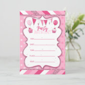 Pinky Party Einladung für Girl2 (Stehend Vorderseite)