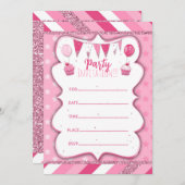Pinky Party Einladung für Girl2 (Vorne/Hinten)