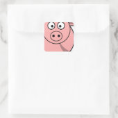 Pinky Pig Quadratischer Aufkleber (Tasche)
