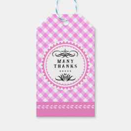Pinky Pink Gingham Gift Tag Geschenkanhänger