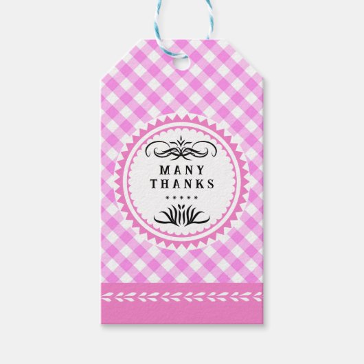 Pinky Pink Gingham Gift Tag Geschenkanhänger (Vorderseite)