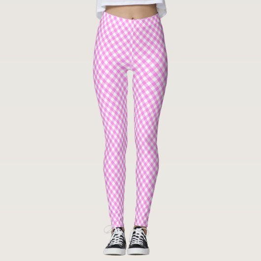 Pinky Pink White Gingham Leggings (Vorderseite)
